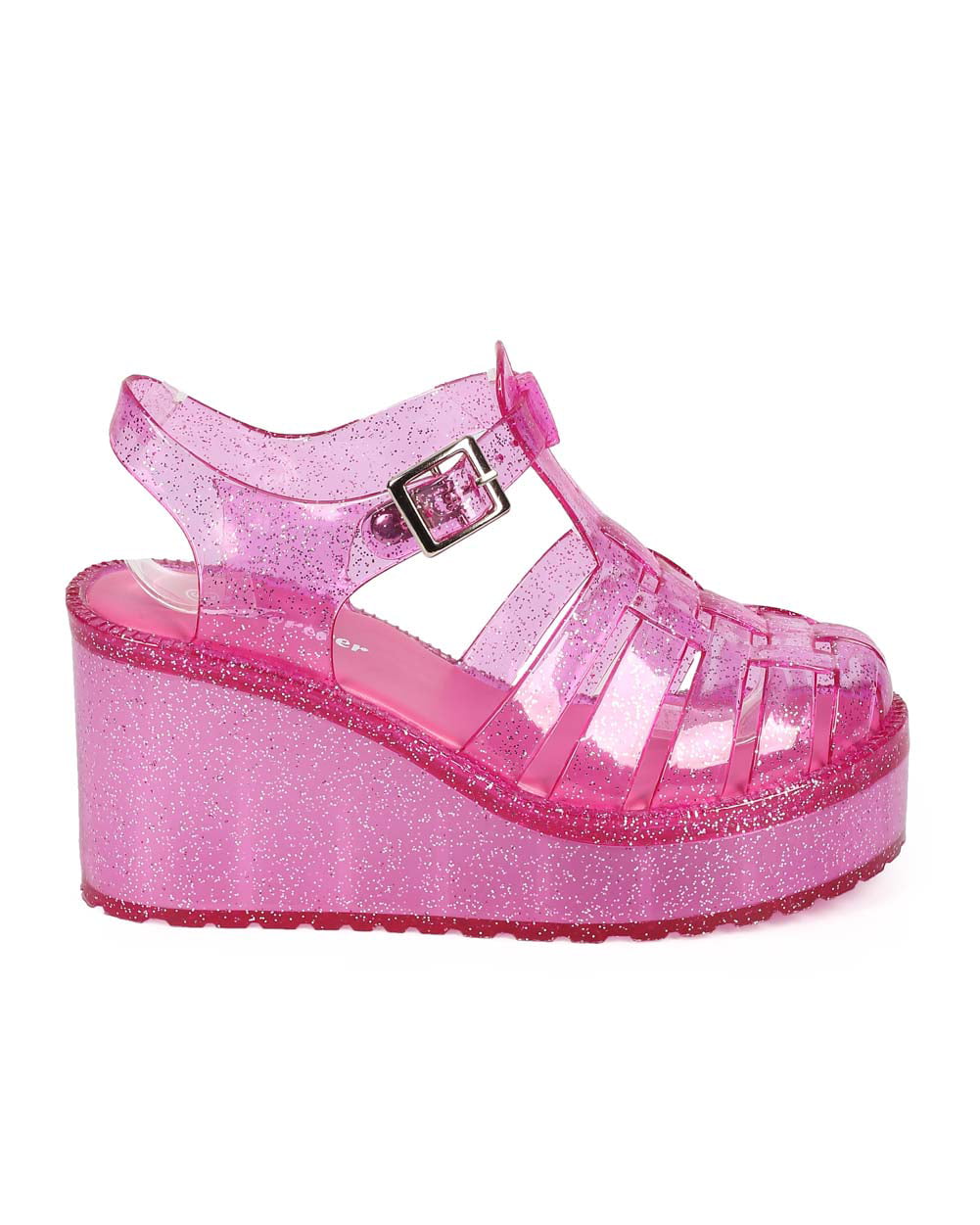 pink glitter jelly sandals