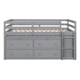 thumbnail image 3 of Loft Bed with Retractable Writing Desk and 4 Drawers, Wooden Loft Bed with Lateral Portable Desk and Shelves, Gray, 3 of 8