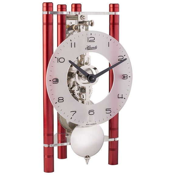 Lakin-Red and Silver Triangular Table Clock
