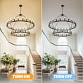 thumbnail image 3 of LovingAHome Farmhouse 47.2" 2 Layer 36-Light Large Black Wagon Wheel Chandelier for Porch, Dining Room, Living Room, and High Ceilings, 3 of 9