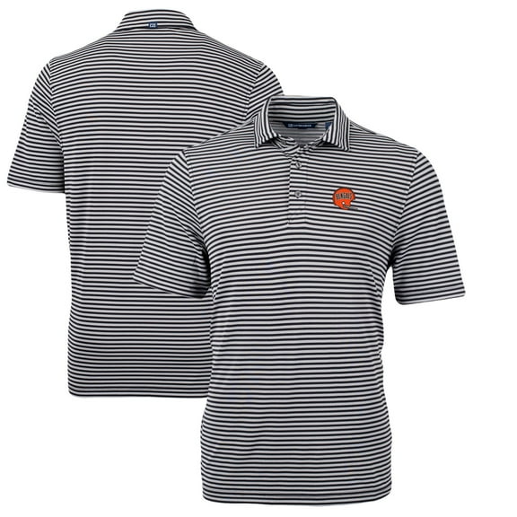 Men's Cutter & Buck Black Cincinnati Bengals Throwback Logo Virtue Eco Pique Stripe Recycled Polo