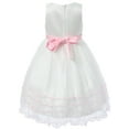 thumbnail image 2 of Little Girls White Pink Floral Embroidered Layered Dress 5/6, 2 of 7