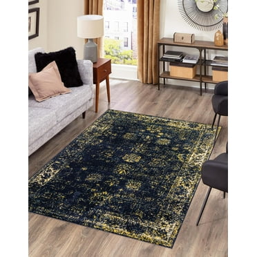 Rugs.com Monte Carlo Collection Rug – 8' x 11' Navy Blue Medium Rug Perfect For Living Rooms, Large Dining Rooms, Open Floorplans