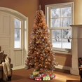 thumbnail image 3 of Puleo International 6.5 Foot Lit Rose Gold Tinsel Artificial Christmas Tree, 3 of 5