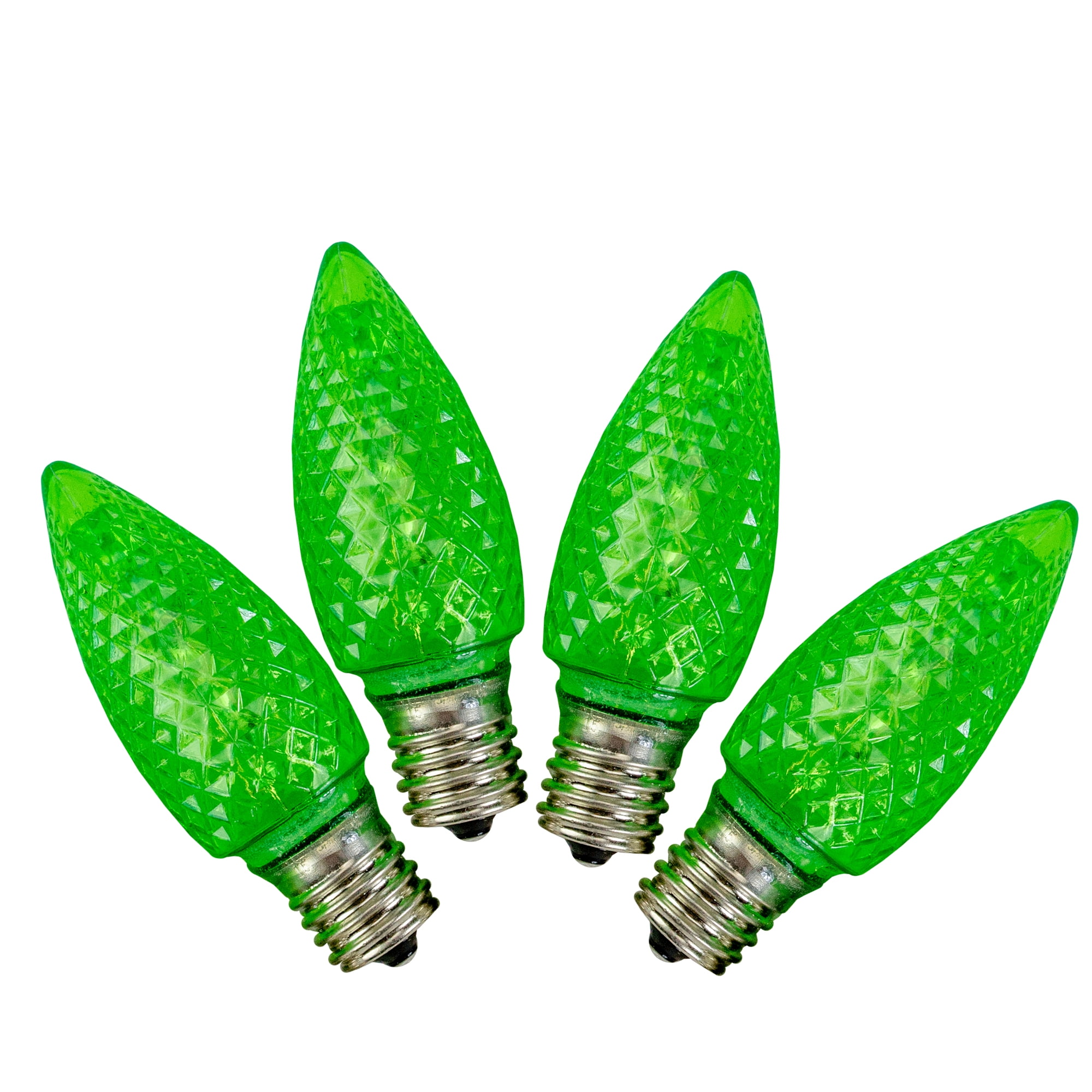 Pack of 4 Transparent Green LED C9 Christmas Replacement Bulbs