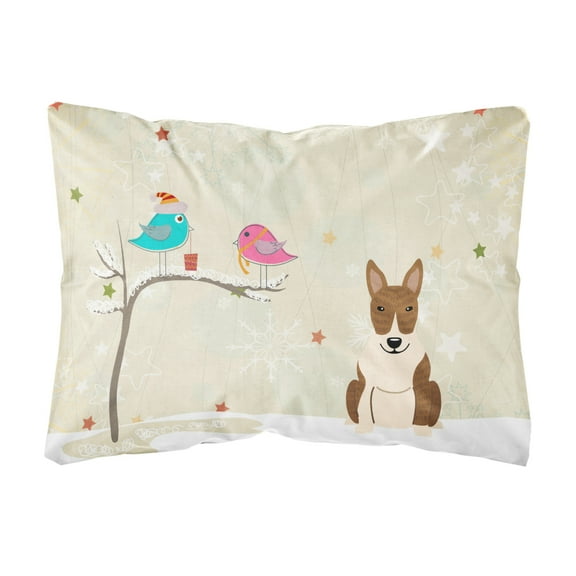 Carolines Treasures BB2609PW1216 Christmas Presents between Friends Bull Terrier - Brindle Canvas Fabric Decorative