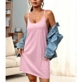 thumbnail image 4 of Deliqiba Sleeveless Nightgowns for Women with Pockets Spaghetti Strap Dress Racerback Chemise Night Gowns Pink XL, 4 of 8