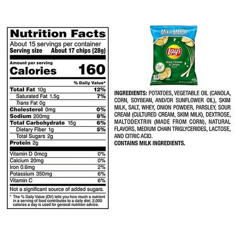 Lay's Sour Cream and Onion Potato Chips, 15.63 oz, Classic Flavor