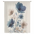 thumbnail image 2 of Navy Blue Floral Sheer Curtains 45 Inches Long, Watercolor Flowers Farmhouse Linen Light Filering Curtains, Breathable Simi Curtain Privacy Drapes for Kitchen Bathroom Small Window Treatment, 2 of 9