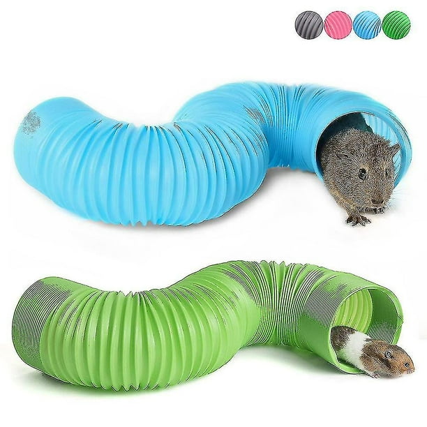Túnel de diversión para mascotas, tubo telescópico, suministros para hurón, juguetes para hámster, color verde