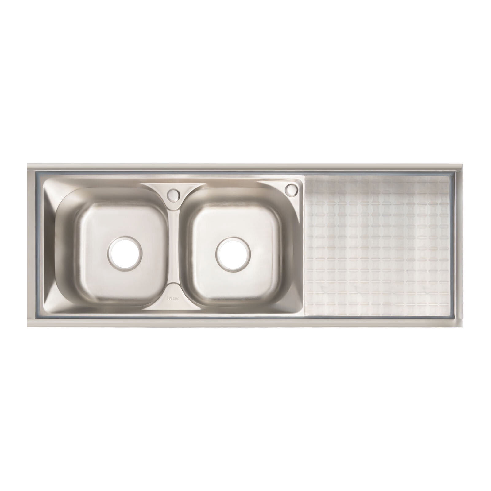 TFCFL 2 Compartments Stainless Steel Kitchen Sink Commercial Utility Sink & Prep Table w/ Faucet Drainboard