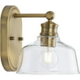 thumbnail image 6 of Singleton Collection One-Light 7.62" Vintage Brass Farmhouse Vanity Light with Clear Glass Shade, 6 of 9