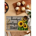 thumbnail image 2 of Farmhouse Sunflower Placemats Set of 2 Thankful Grateful Blessed Wood Grain Heat Insulation Washable Place Mats, Rustic Non-Slip Table Mats for Dining Table Party Kitchen Decor,13x19 Inch, 2 of 4