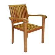 Qty 2 - A Grade Teak Wood Elegant, Stackable and Strong Arm / Captain Dining Chair [Model: Naples]
