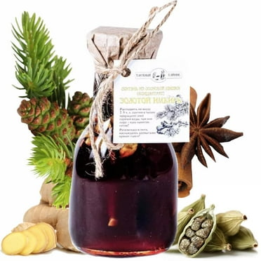 Taiga Cache Pine Cone Sbiten Golden Ginger Syrup-Concentrate With Ginger Root & Cinnamon 240ml/ 8.12 fl oz