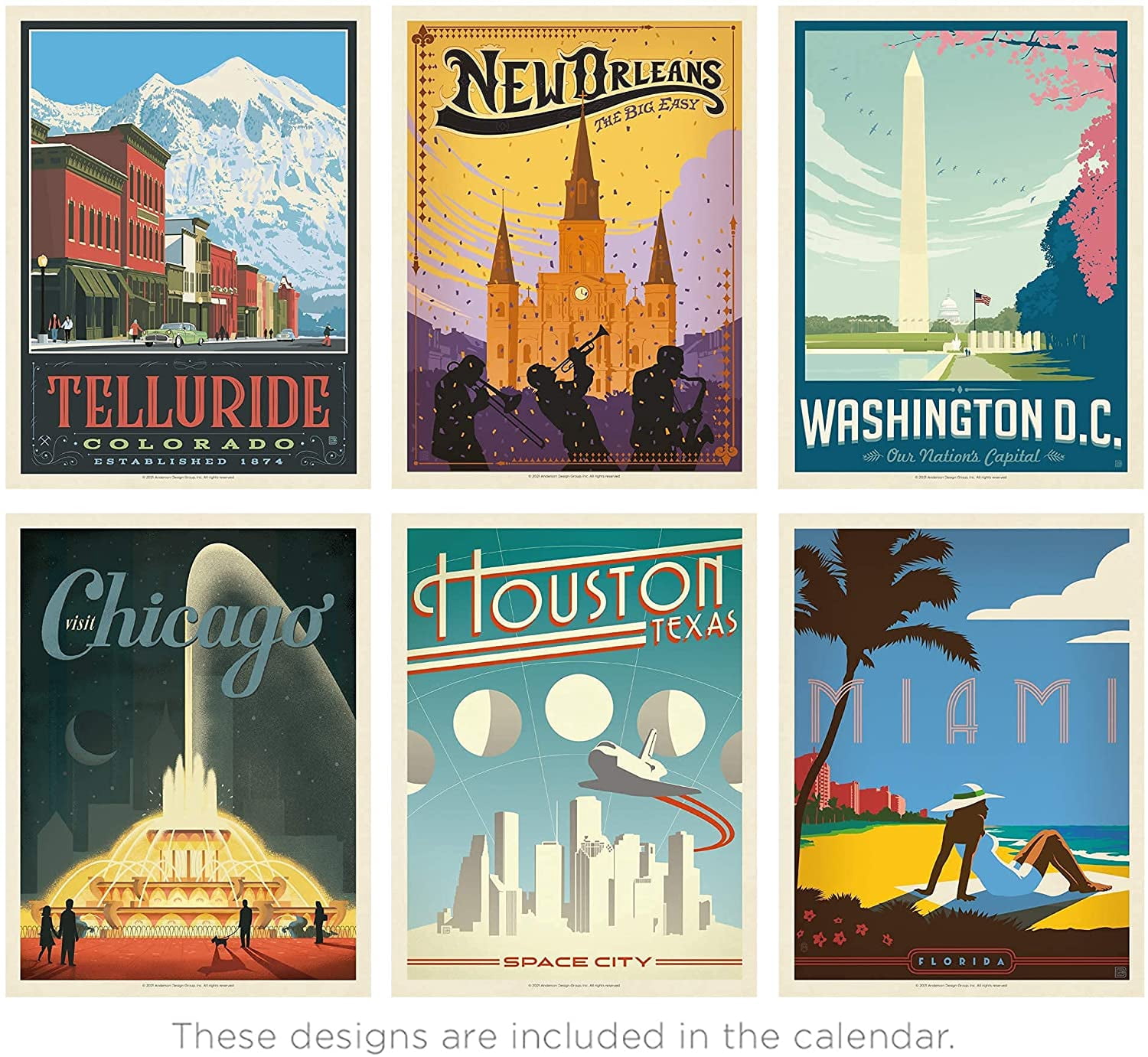 Americanflat 2021 American Travel Wall Calendar - Designed by Anderson Design Group, 10 x 26 Inches