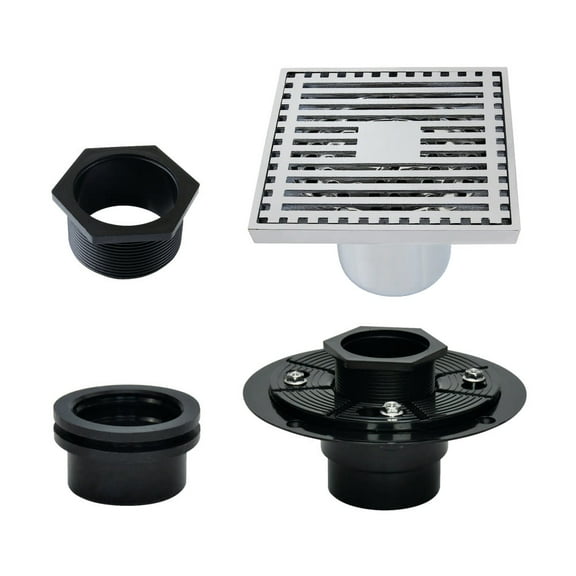 Kingston Brass BSFK4464C Watercourse 4" Square Brass Shower Drain, Polished Chrome