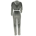 thumbnail image 6 of ZZwxWA Womens Velour Sweatsuits Sets 2 Piece Tracksuits Outfits Solid Color Full Zip Cropped Hoodie and Sweatpant Velvet Jogging Suit, 6 of 6