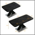 thumbnail image 2 of Modern Square Dining Table,Stretchable,Printed Black Marble Table Top+MDF X-Shape Table Leg with Metal Base, 2 of 14