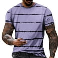 thumbnail image 2 of Seasonal Promotion! Lisbinx T shirts Shirts for Men Classic Fit Short Sleeve Crew Neck Button-Down Mens Tops Classic Fit Stylish Stripe Print Oversized Shirts Moisture Wicking, 2 of 5