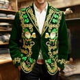 thumbnail image 4 of IWRICH Saint Patrick’s Day Corduroy Jacket for Men Shamrock Blazer Printed Sport Coat Party Suit Jacket 02-Green XL, 4 of 4