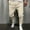 Khaki, variant on Riforla Mens Casual Pocket Mid-waist Linen Cotton Sports Cropped Trousers Black L
