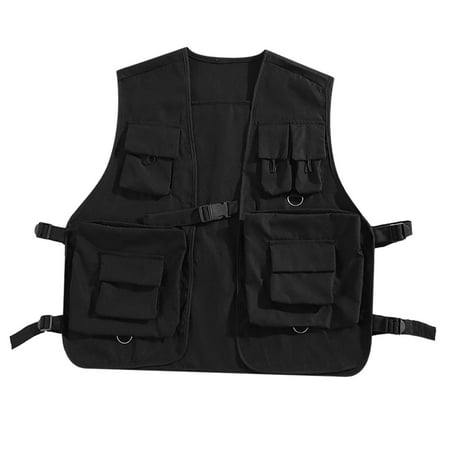 BLESIYA Multipurpose Vest Summer Fishing Vest with Multiple Pockets Outerwear Cargo Vest L