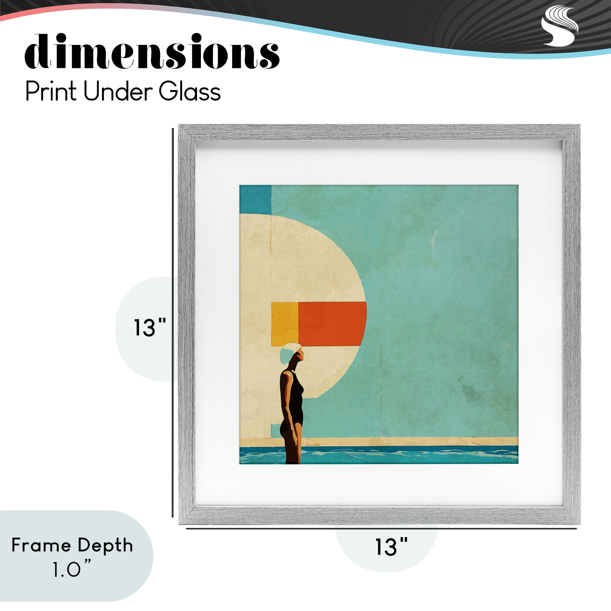 Stupell Industries Midcentury Pool Geometric Gray Framed Print Under Glass, design by Layla Oz
