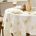 thumbnail image 5 of Newbridge Ivory and Gold Leaf Metallic Damask Set of 4 Fabric Dining Napkins for Thanksgiving Party, 5 of 6