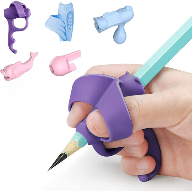 ORUYROP Poignée de Crayon en Silicone, Couleurs Assorties, Lot de 5