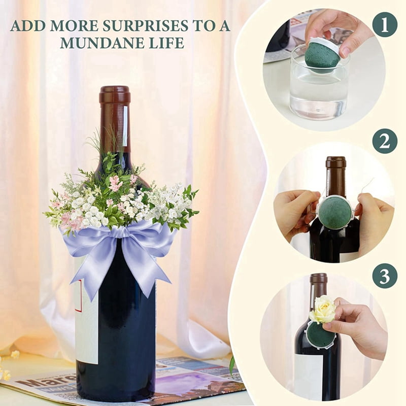 36 Pcs Mini Round Floral Foam Holder,Green Dry and Wet Florist Flower Block Craft Arrangement Supplies for Wine Bottle
