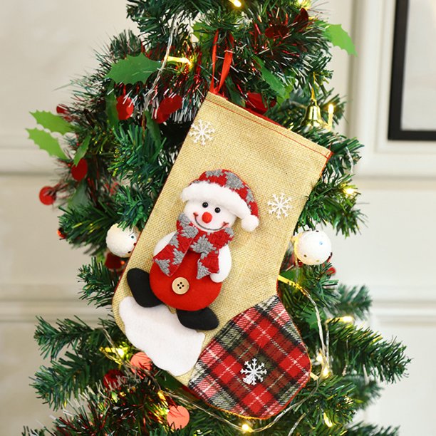 Ganfancp Medias de Navidad de Punto con Santa Claus y Muñeco de Nieve Diseños Bolsas de Regalo Rojo Ideal para La Decoración Del Árbol de Navidad Colgante 2Pcs Ofertas Del Día Sólo En Línea Regalo de