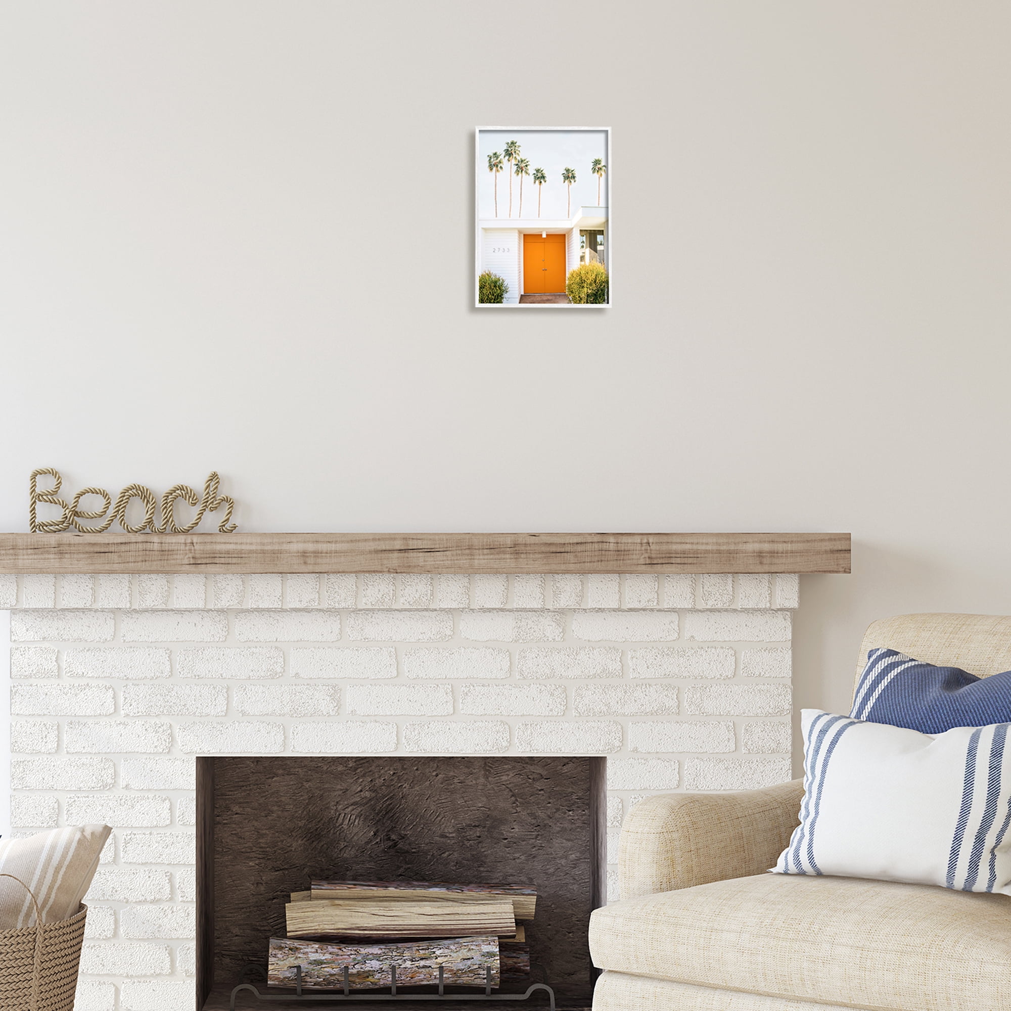 Stupell Industries Palm Springs Orange Door Botanical & Floral Photography White Framed Art Print Wall Art, 11 x 14