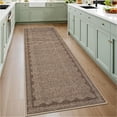thumbnail image 4 of Nanan 2'x6' Scalloped Runner rug Solid Minimalism Carpet, Washable Rug Non-Slip Low-Pile Indoor Mat for Hallway Bedroom Kitchen, Brown, 4 of 7
