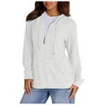 thumbnail image 4 of Ribbed Zip Up Hoodies for Women 2025 Fall Winter Long Sleeve Plain Hooded Sweatshirt with Pockets Jacket Coat, 4 of 6