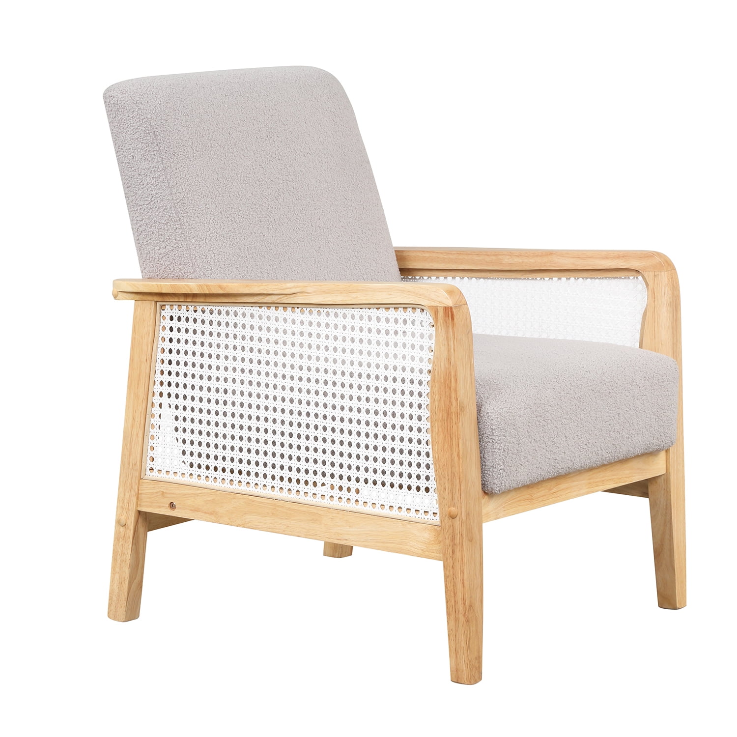 Kadyn Rattan Mesh Upholstered Accent Chair, Mid-Century Armchair for Living Room, Altay Velvet Armchair with Solid Wood Frame, Grey Kadyn Rattan Mesh Upholstered Accent Chair, Mid-Century Armchair for Living Room, Altay Velvet Armchair with Solid Wood Frame, Grey