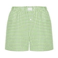 thumbnail image 4 of Y2k Plaid Shorts for Women, Gingham Shorts, Boxers, Striped Pajama Aesthetic Lounge Bottom, Baggy Sleepwear Light Green S, 4 of 4
