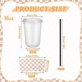thumbnail image 2 of 50 Sets 16 Oz Clear Plastic Coffee Cups with Lids Straws and Sleeves Disposable Iced Drinking Cups for Iced Coffee Cold Beverage Drink Shops Party Catering Travel Brown Checkerboard, 2 of 5