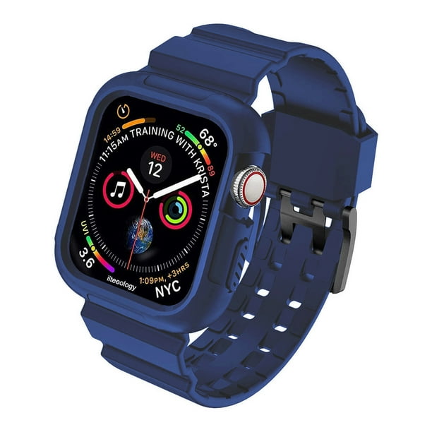 Rugged Bumper Bands Compatible with Apple Watch Band 45mm Waterproof Soft Silicone Replacement Strap Accessories for iWatch Series 7 T130