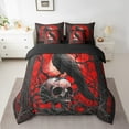 thumbnail image 2 of Castle Fairy Black Crow 7-Piece Bedding Comforter Set,Abstract Skull King Bedding Sets,Gothic Style Ultra Soft Bed Sheets,Breathable Abstract Home Decor,Reversible, 2 of 8