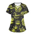 thumbnail image 5 of Stamzod Halloween Scrub Tops Women Funny V-Neck Pumpkin Printed Nurse Working Uniforms Slim Fit Comfy Holiday Stretchy Tee Shirt with Pockets, 5 of 5