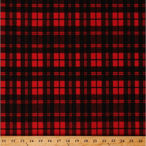 Matte' Jersey Bright Red and Black Plaid 60" Wide Poly/Spandex Knit Fabric by the Yard (8597F-7D)