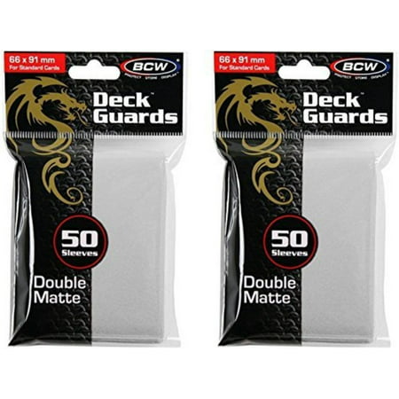 BCW 2 50ct Packs (100) Mat Deck Guard WHITE DOUBLE MATTE Finish for Standard Size Collectible Cards - Deck Protector Sleeves for MTG Magic the Gathering, Pokemon,.., By BCW