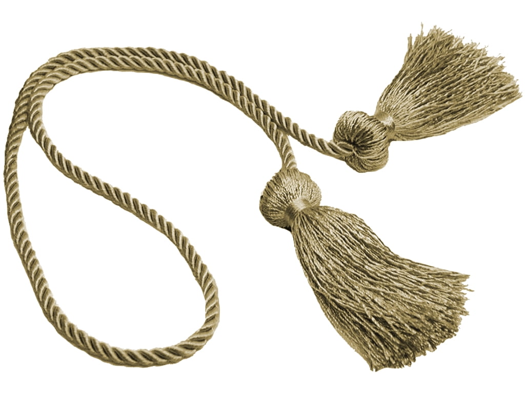 Exquisite Dark Sand Double-Tassel Chair Tie / 3 1/2 inch Tassel / 13 inch Spread (embrace) / 1/4 inch Cord / Style# CCT / Color: Antique Brass - A8