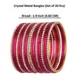 thumbnail image 2 of Efulgenz Indian Bangle Set Rhinestone CZ Glossy Metal Bracelet Bangle Jewellery for Women (20 Pcs) Size-2.6, Pink, 2 of 5