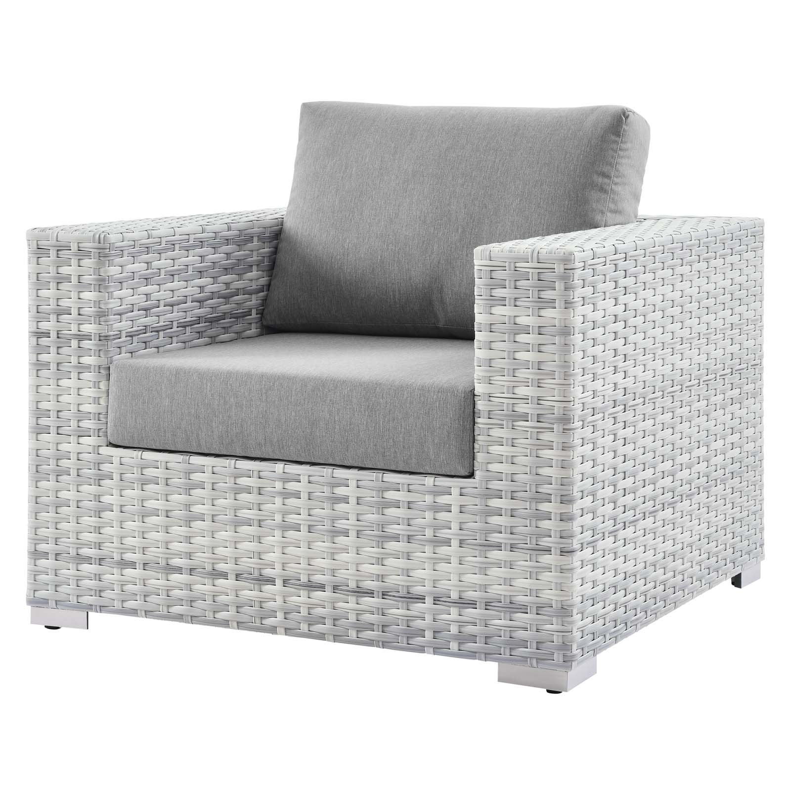 Lounge Sectional Sofa Chair Set, Rattan, Wicker, Grey Gray, Modern Contemporary Urban Design, Outdoor Patio Balcony Cafe Bistro Garden Furniture Hotel Hospitality - image 4 of 10