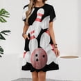 thumbnail image 2 of Ten-pin Bowling Strike Graphic Women's Dress Short Sleeve Summer Sundress Summer Women Clothes, 2 of 7
