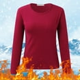thumbnail image 2 of Womens Tops O Neck Fleece Lined Thermal Slim Long Sleeve Top Polyester Spandex Blend Warm For Winter Outdoor/Indoor Activities L Sweaters For Women, 2 of 9