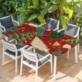 thumbnail image 2 of Christmas Tree Table Cloths for 5 Foot Rectangle Tables, Red Green Xmas Tree Winter Patio Waterproof Elastic Fitted Tablecloths, Washable Rectangular Table Cover for Camping, 2 of 8