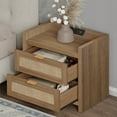 thumbnail image 5 of SICOTAS Rattan Nightstand with Charging Station USB Port, Boho Bedside Table with 2 Storage Drawers, End Table Side Table for Living Room, Bedroom, 5 of 11